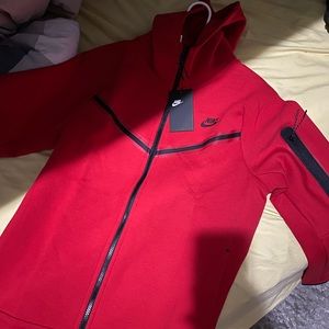 Nike tech fleece red zip hoodie